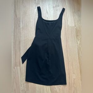 Mini black dress with waist side tie